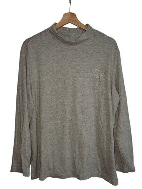 Blair Mens 2XL Gray Mock Neck T-Shirt Laurel Wreath Embroidered 47320‎